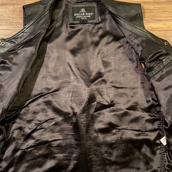 Oscar Piel perfect motorcycle leather vest Sz M - Picture 7 of 9
